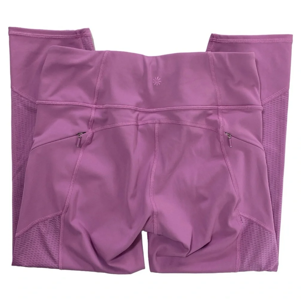 Athleta Mesh Contender Capri in Violet Blush Multiple Zipper Pockets‎ Size S